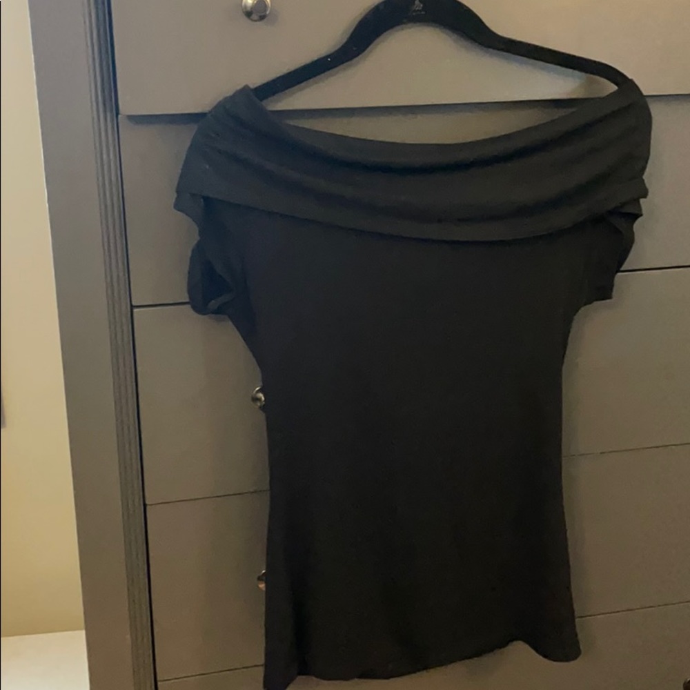 Black, off-shoulder, cotton shirt